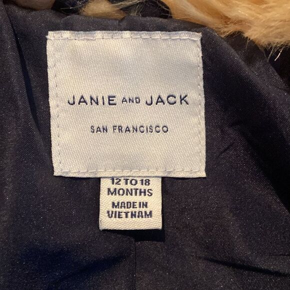 Girl Dark Marine Faux Fur Collar Coat by Janie and Jack 12-18 month - Picture 8 of 10